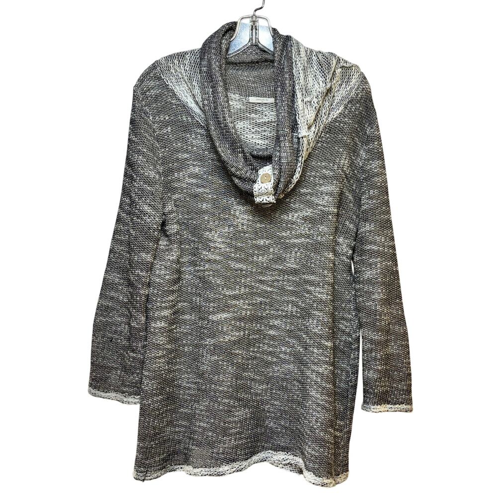 12 PM by Mon Ami Cowl Neck Tunic Top Pullover Women's Large 2 Tone Marled Knit